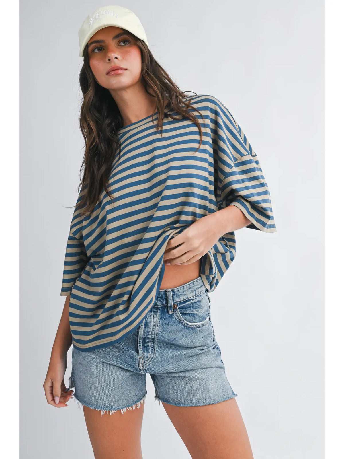 Oversized Stripe Boyfriend Tee 💙🤎