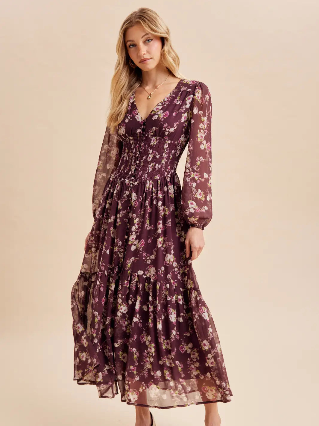 Smocked Floral Maxi Dress