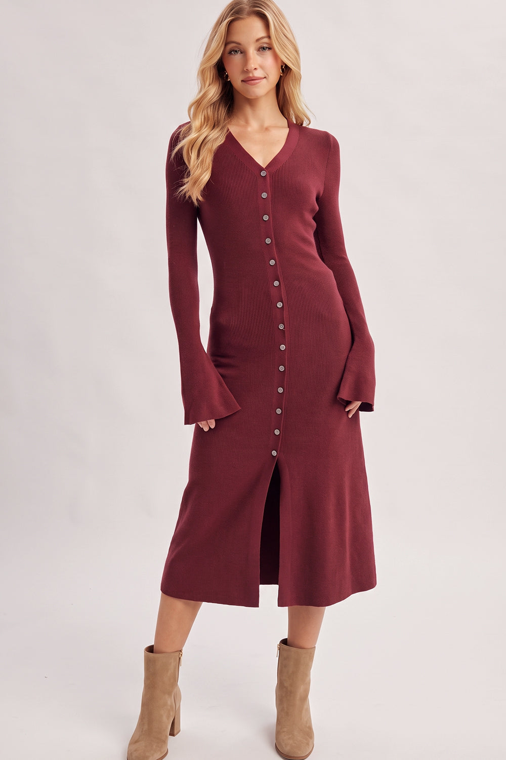 Signature Cardigan Dress ✨(Wine)