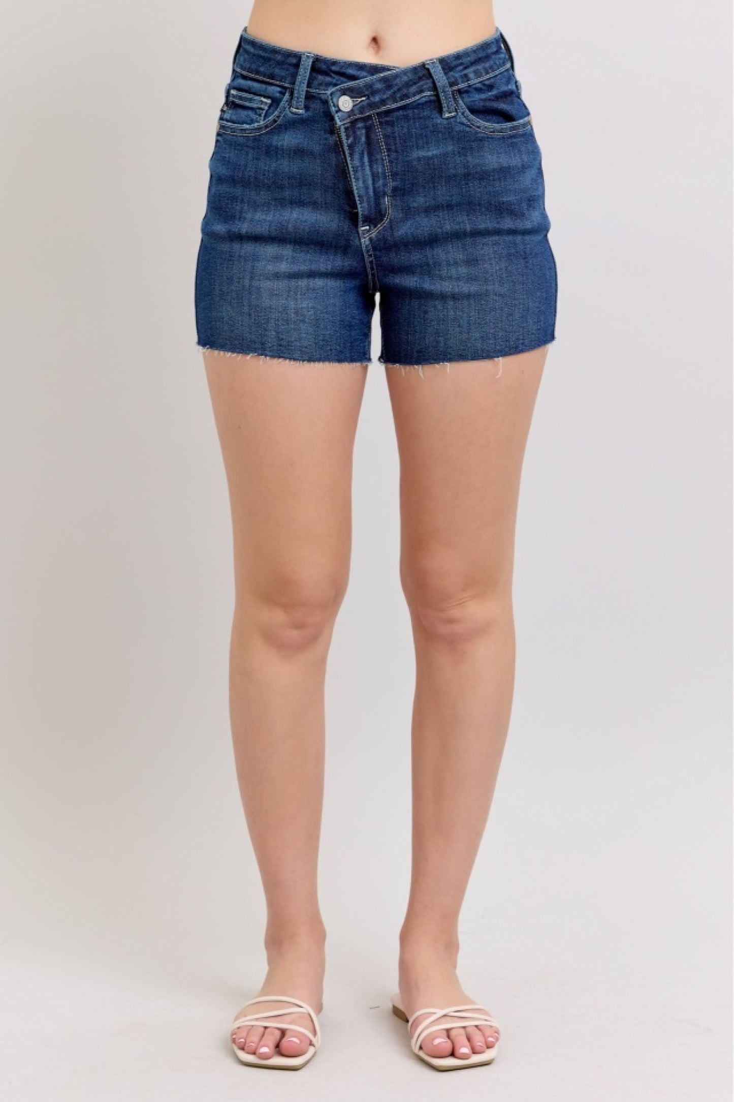 High Waist Criss Cross Waistband Judy Blue Shorts