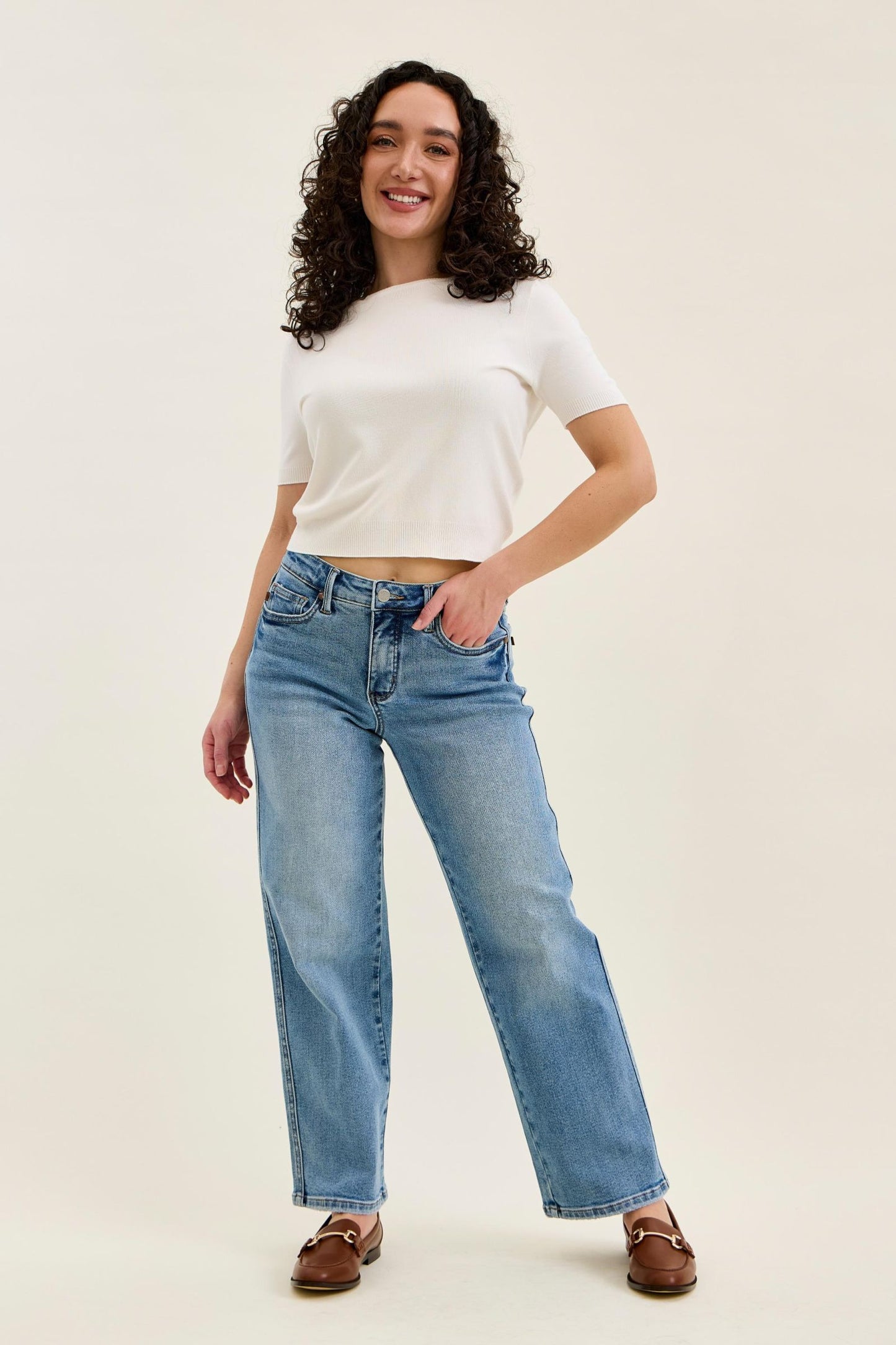 Petite Tummy Control Vintage Wash Straight Judy Blue