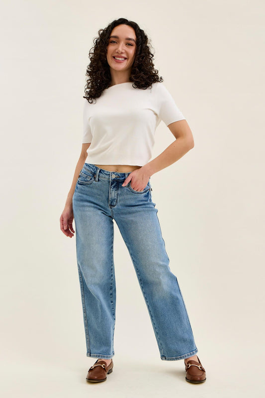 Petite Tummy Control Vintage Wash Straight Judy Blue