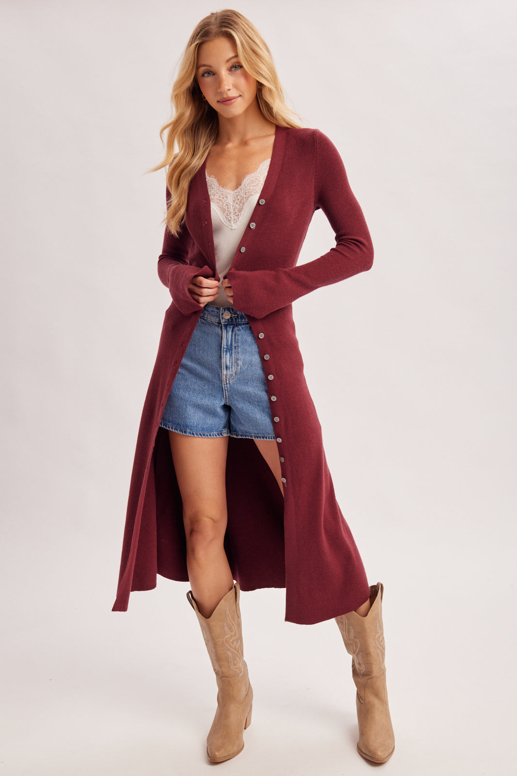 Signature Cardigan Dress ✨(Wine)