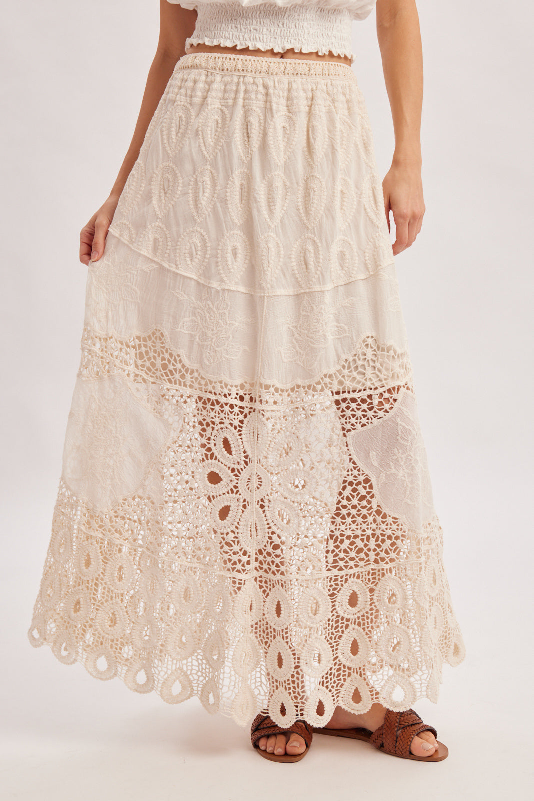 Boho Crochet Maxi Skirt With Lining 🤍
