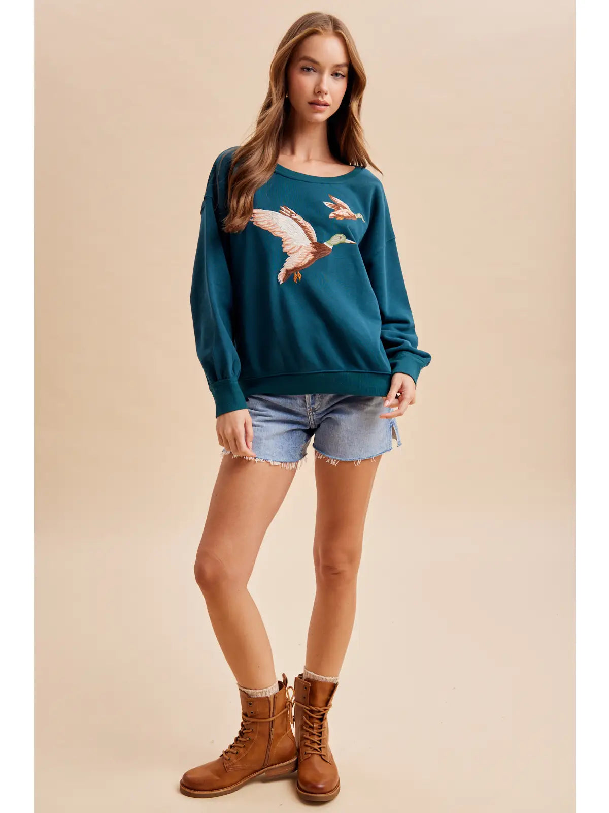 Embroidered Duck Pullover (Heritage Green)