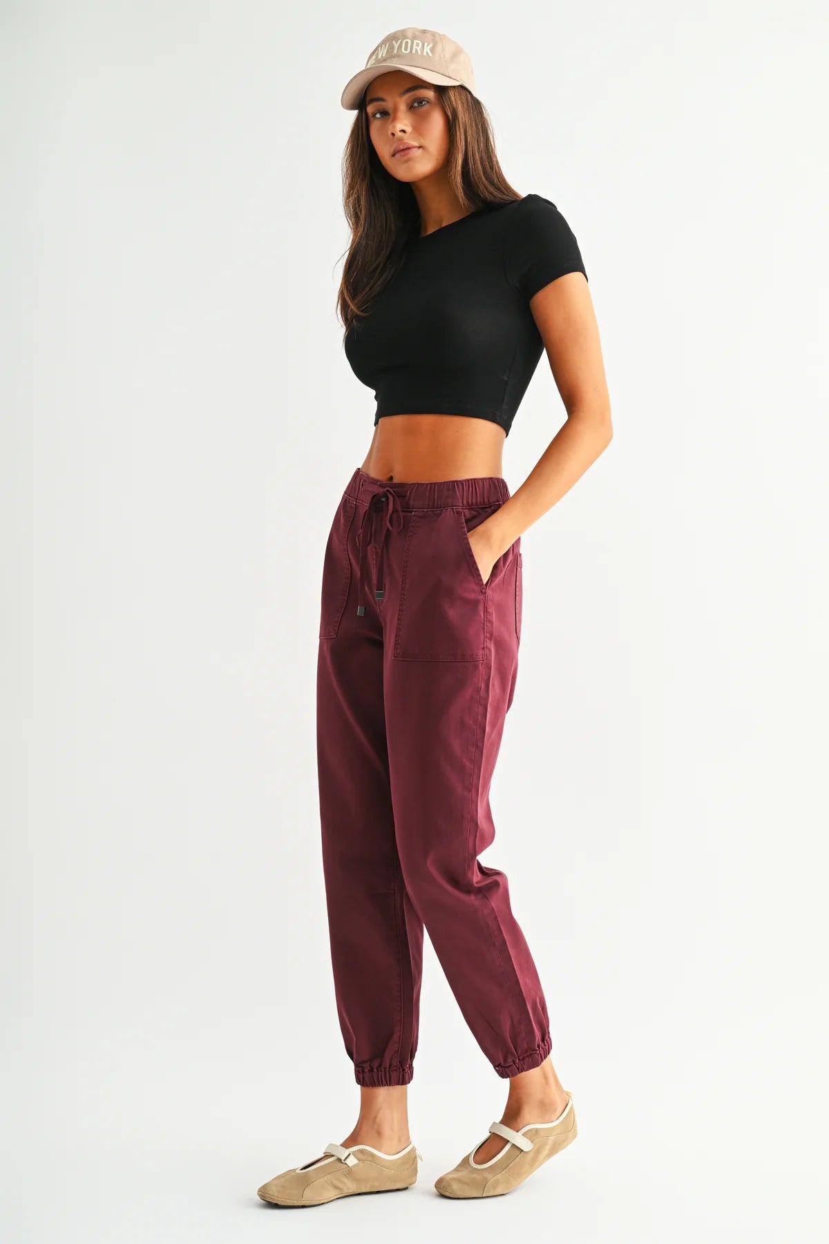 Mica High Rise Jogger Crop (Wine)