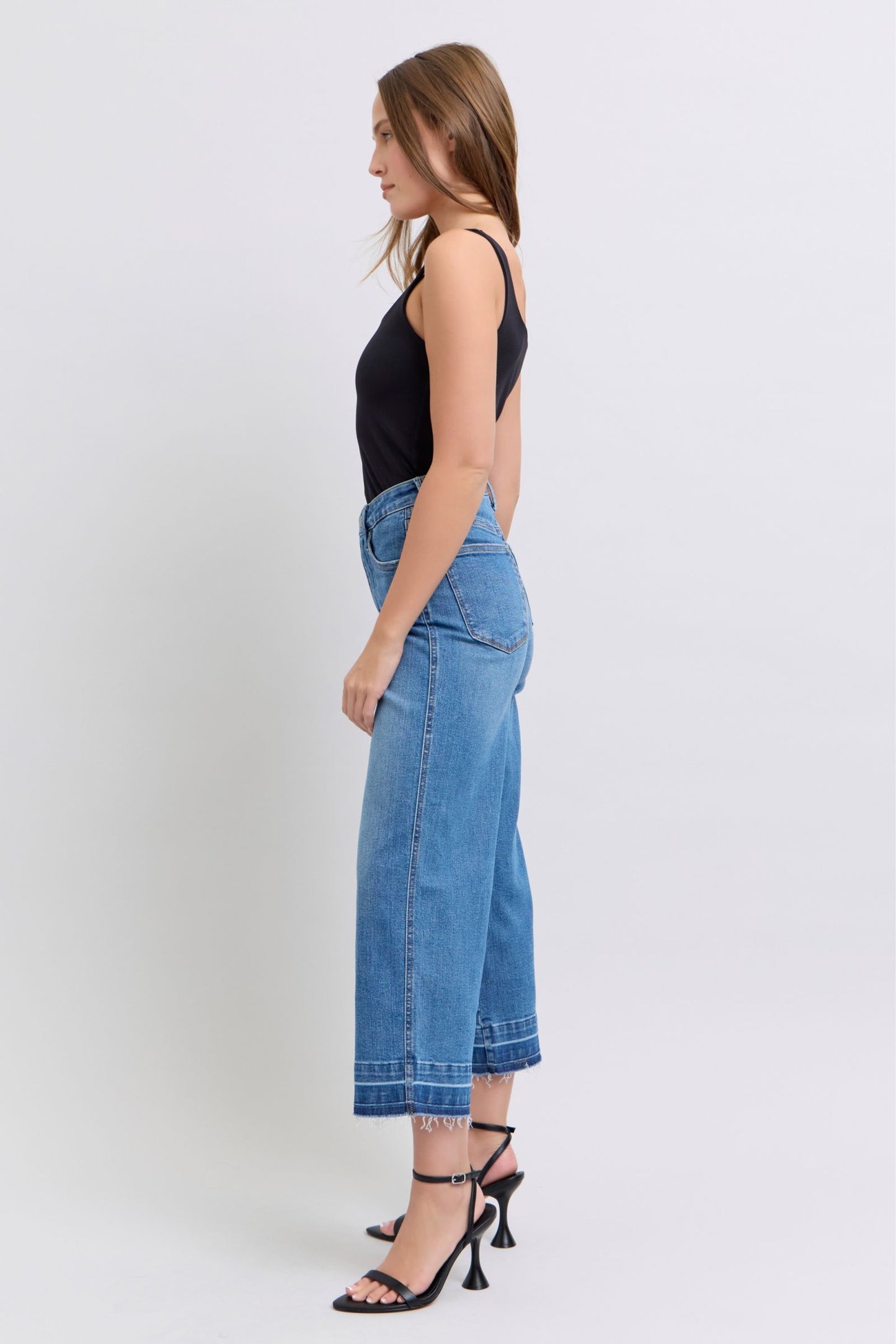 Tummy Control Release Hem Crop Wide Judy Blue