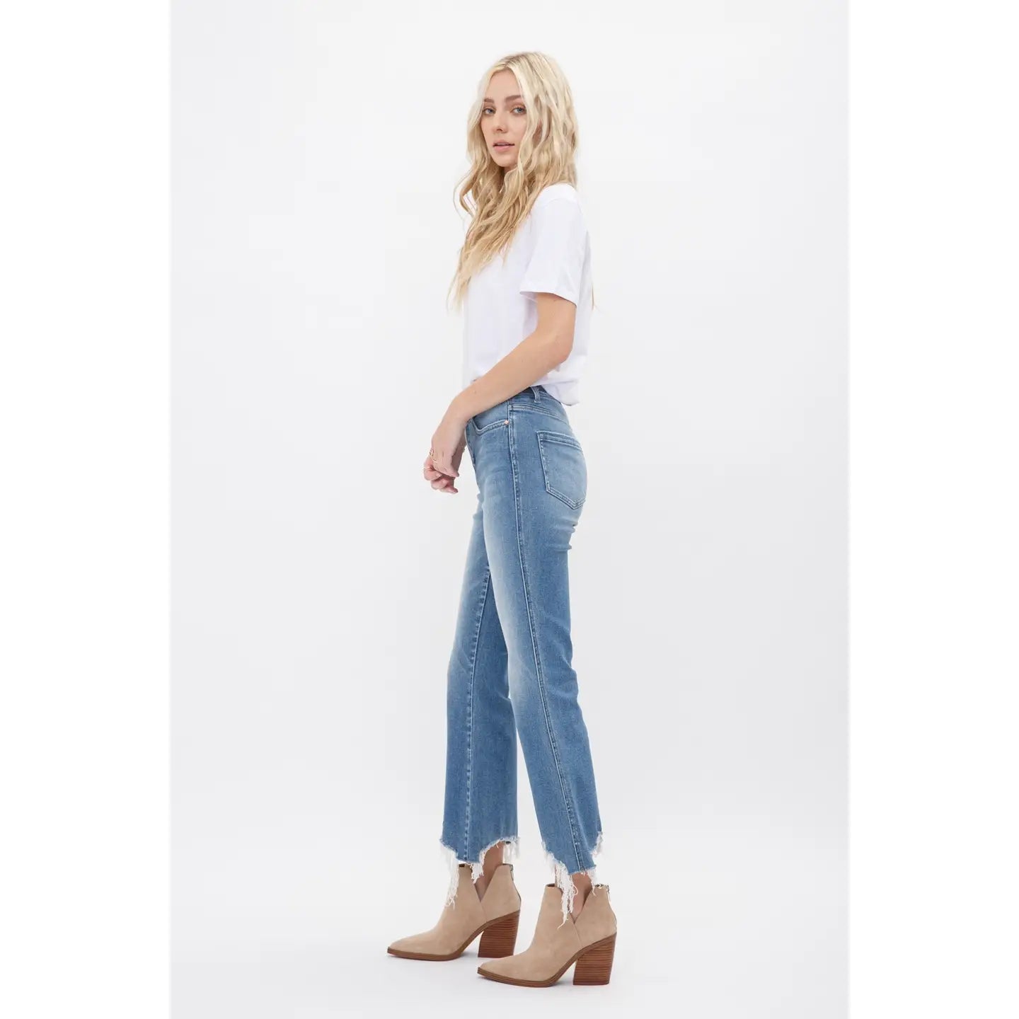 Moscato High Rise Crop Flare with Uneven Hem Mica
