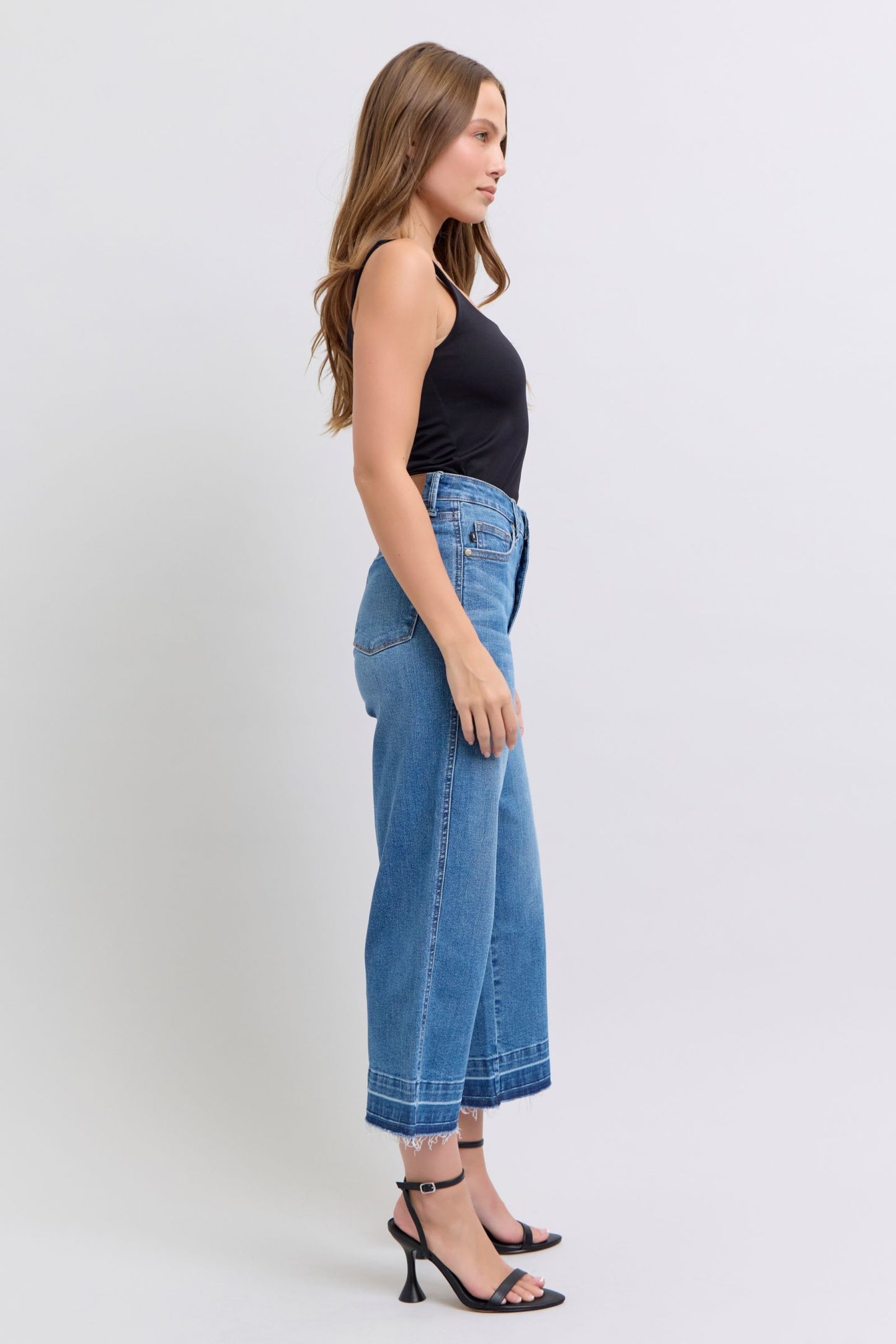 Tummy Control Release Hem Crop Wide Judy Blue