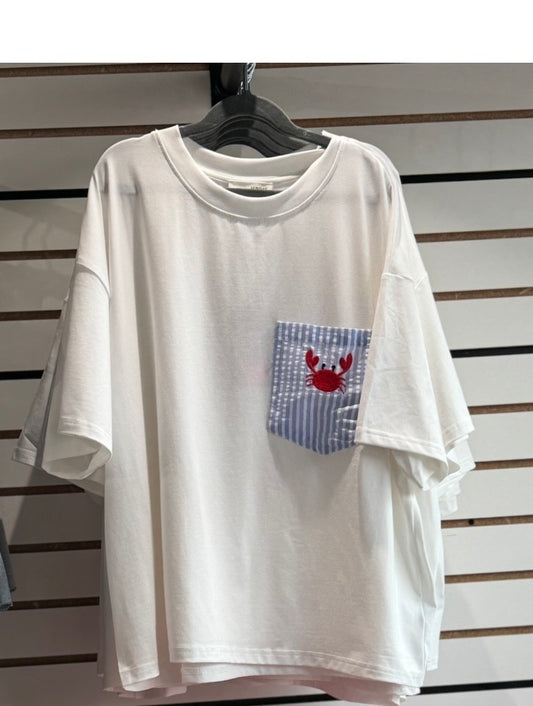 Crab Embroidery Tee 🦀
