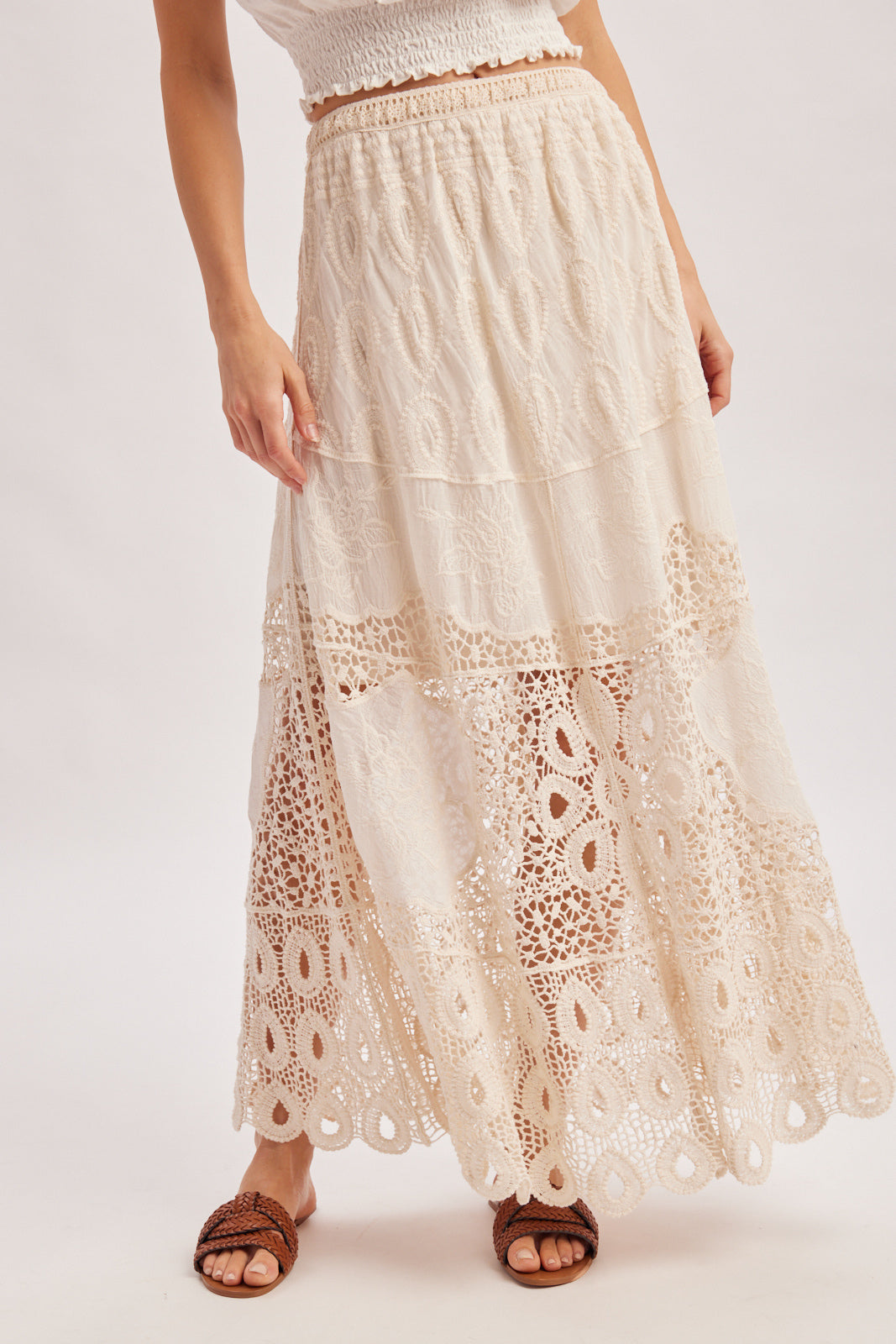 Boho Crochet Maxi Skirt With Lining 🤍