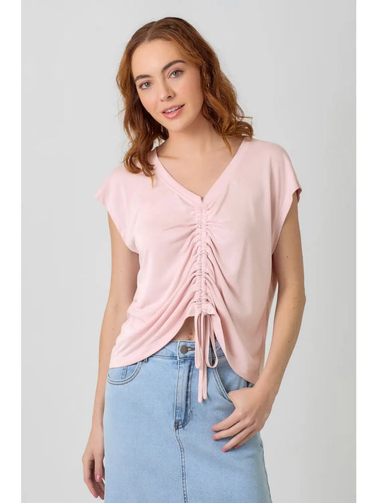 Front Ruche Modal Top (Rose)