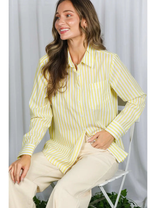 Cotton Striped Shirt Top (Yellow) 💛