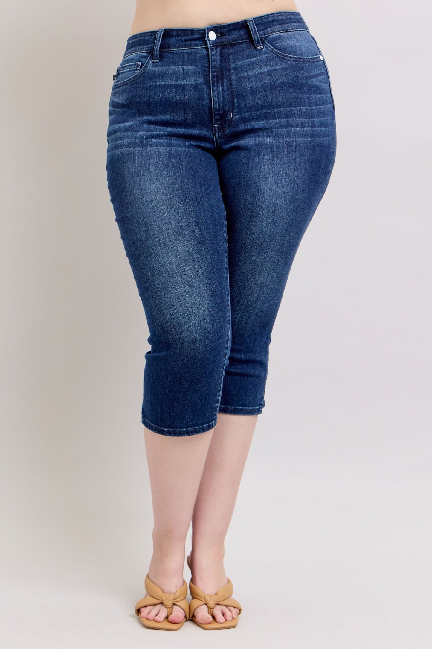 Super Dark Wash Judy Blue Capri Side Slit