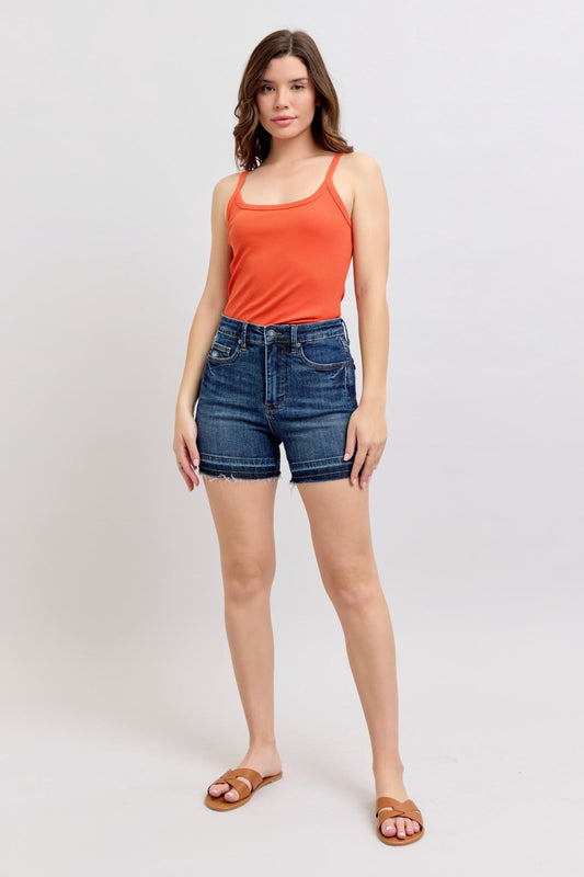 Tummy Control Destroy Release Hem Judy Blue Shorts
