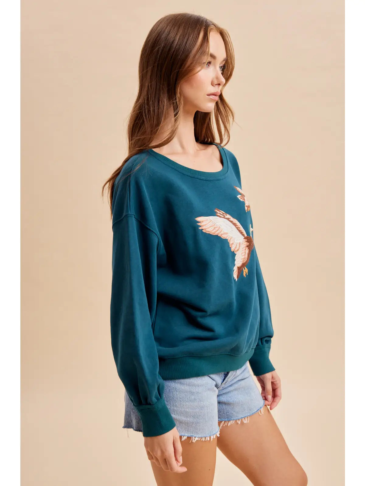 Embroidered Duck Pullover (Heritage Green)