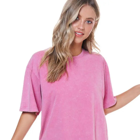 Mineral Washed Boyfriend Fit Tee 🩷