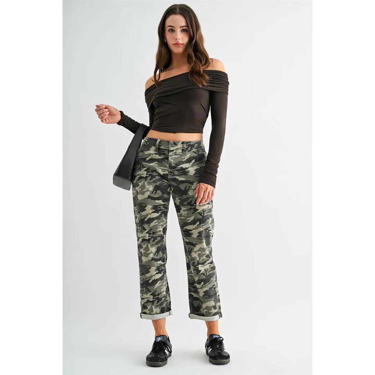Mid-Rise Boyfriend Crop Camouflage Mica