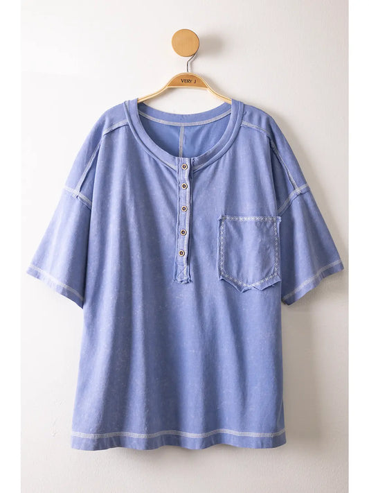 Mineral Washed Oversized Comfy Knit Top 🩵