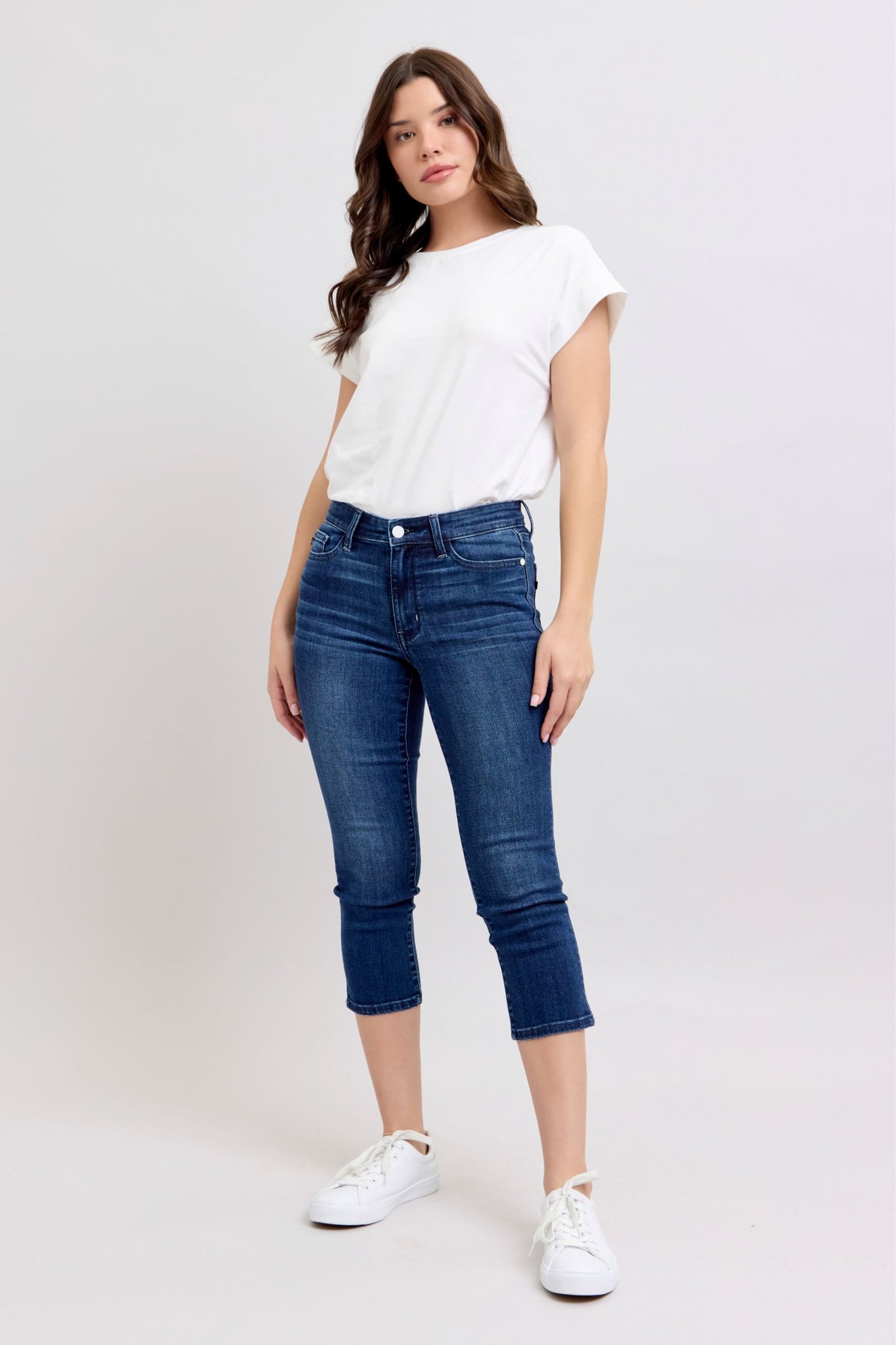 Super Dark Wash Judy Blue Capri Side Slit