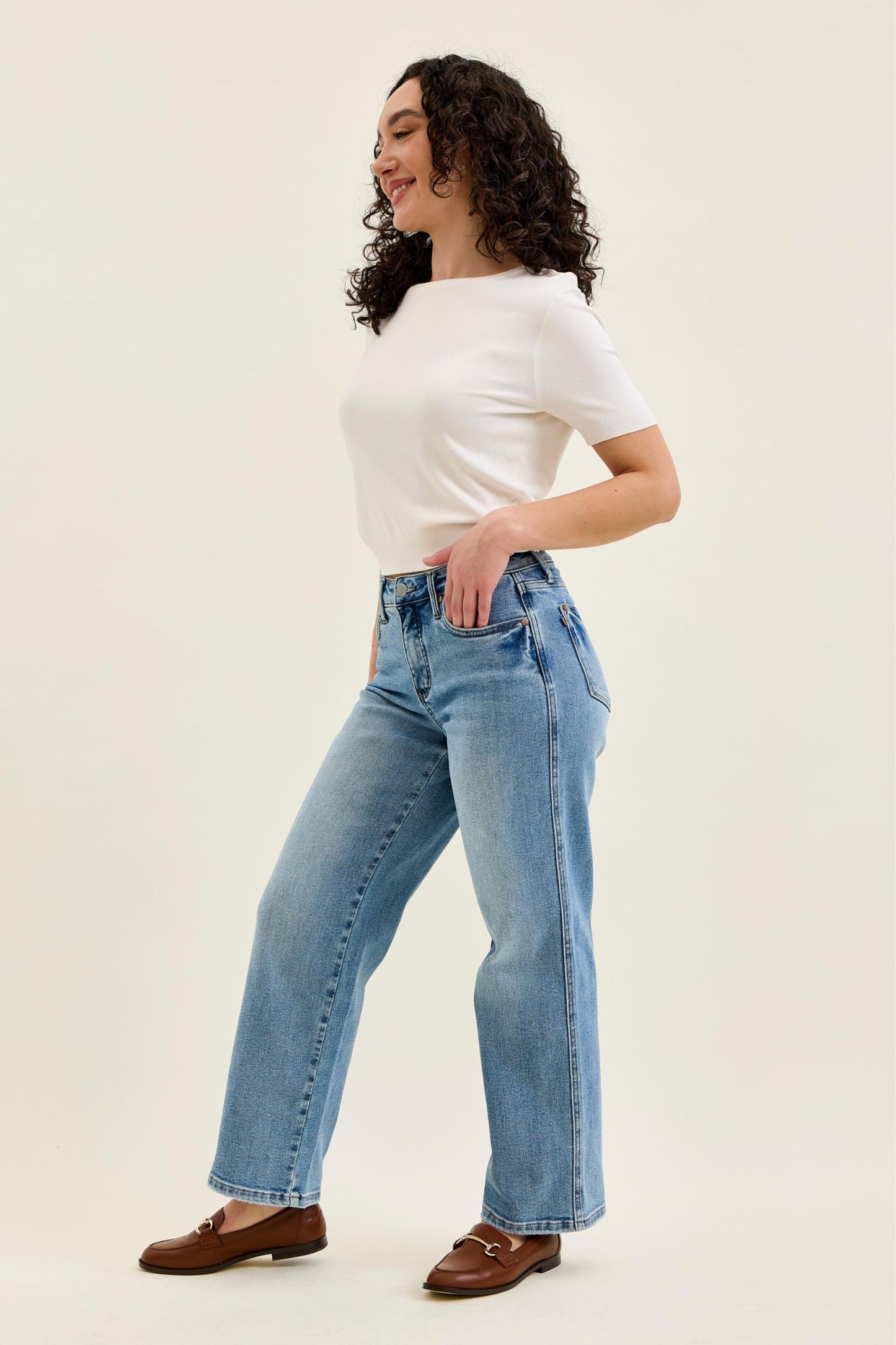 Petite Tummy Control Vintage Wash Straight Judy Blue