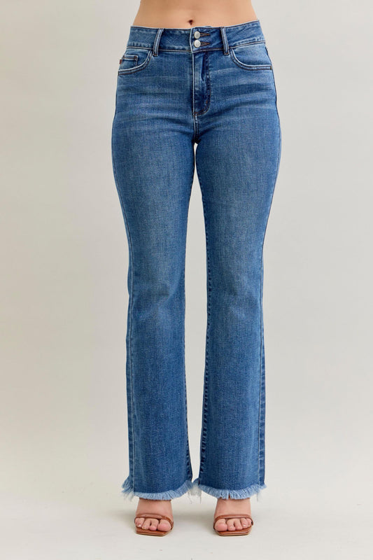 Bootcut Double Button WB & Fray Hem Judy Blue