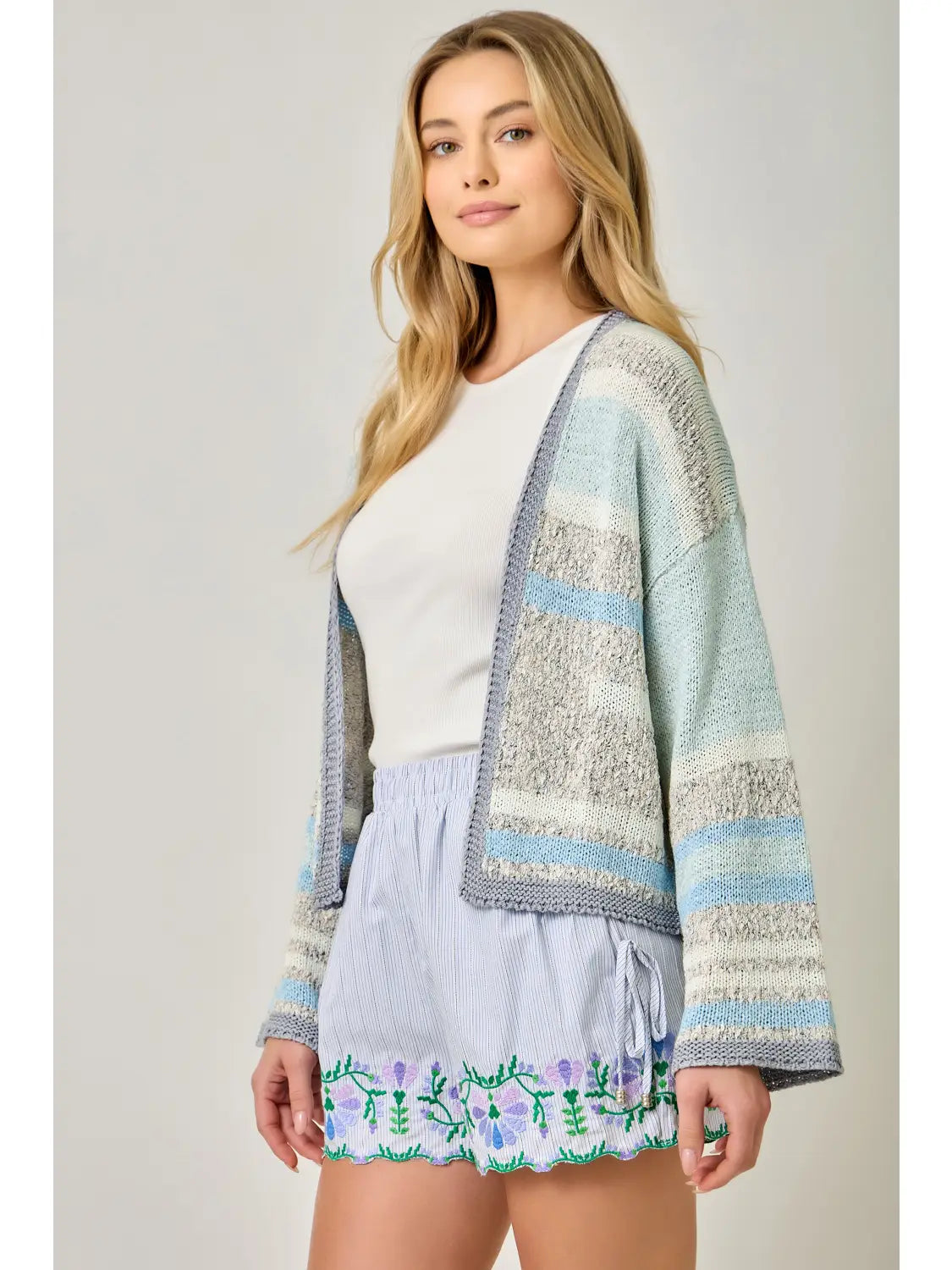 Multistripe Sweater Cardigan