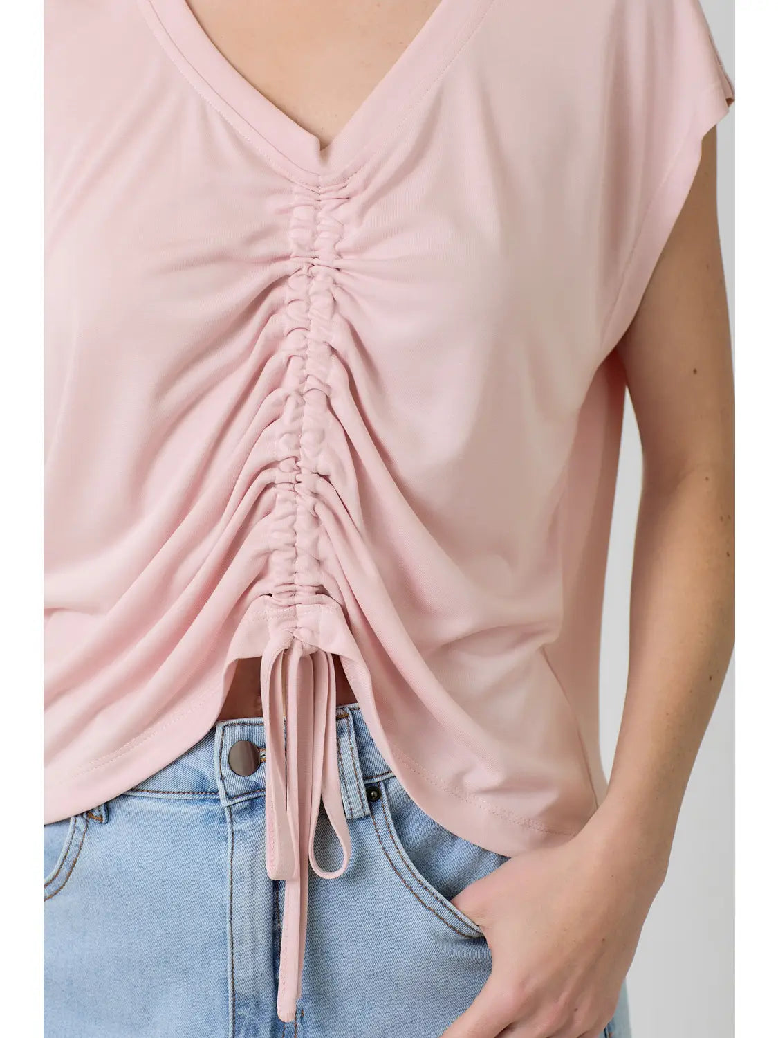 Front Ruche Modal Top (Rose)