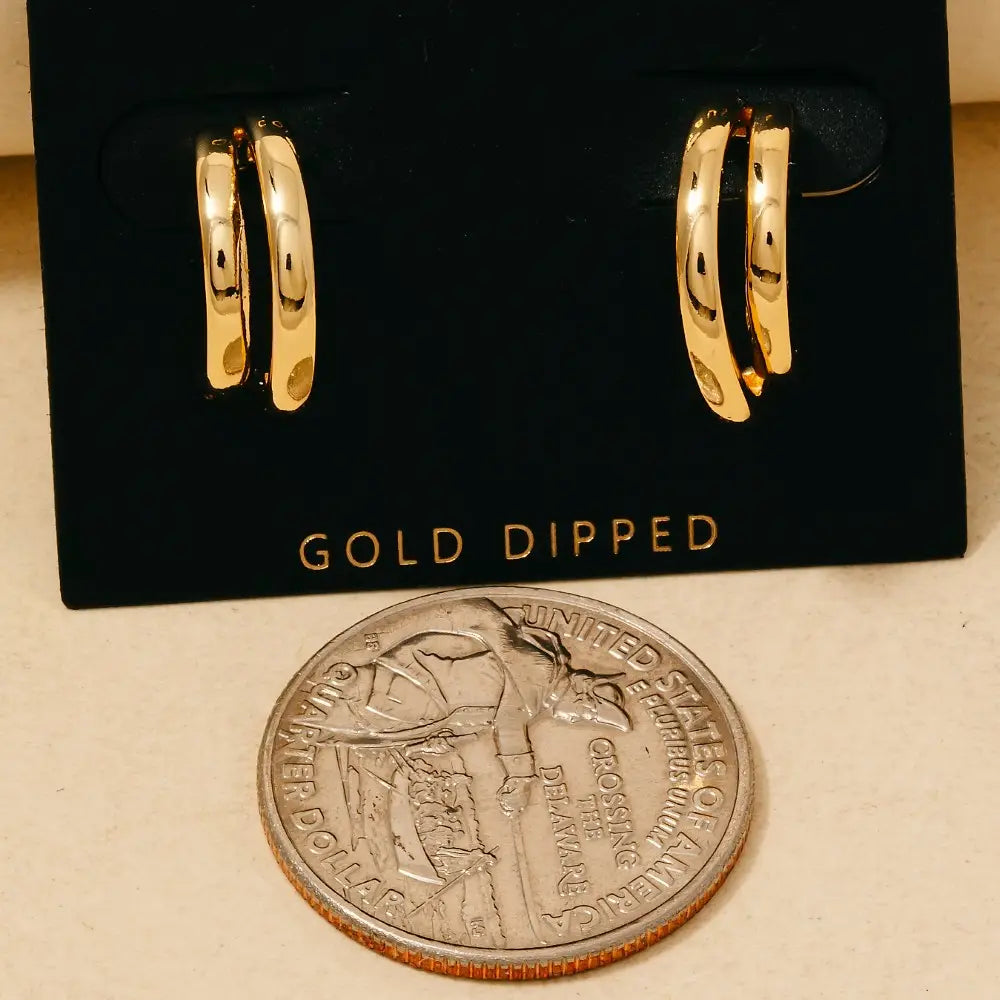 Gold Dipped Double Layered Hoop Earrings