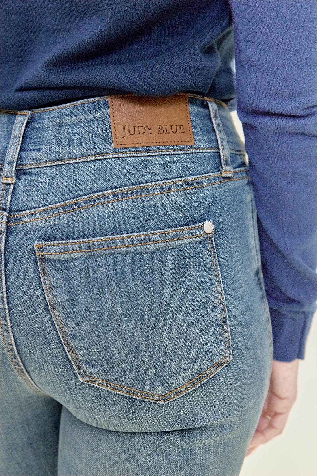 Petite Flare Tummy Control Double Button Judy Blue