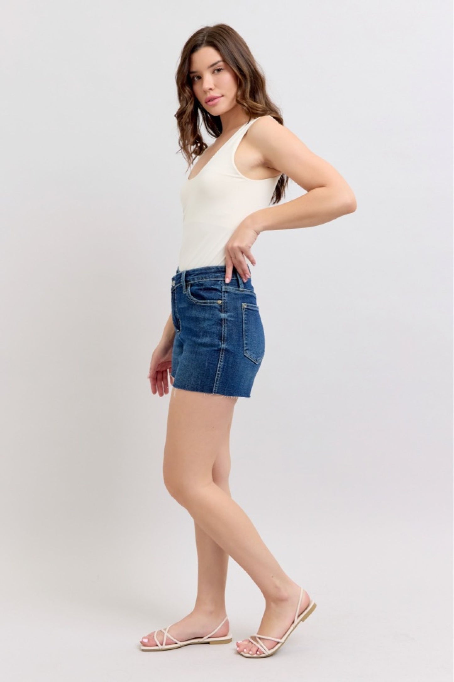 High Waist Criss Cross Waistband Judy Blue Shorts