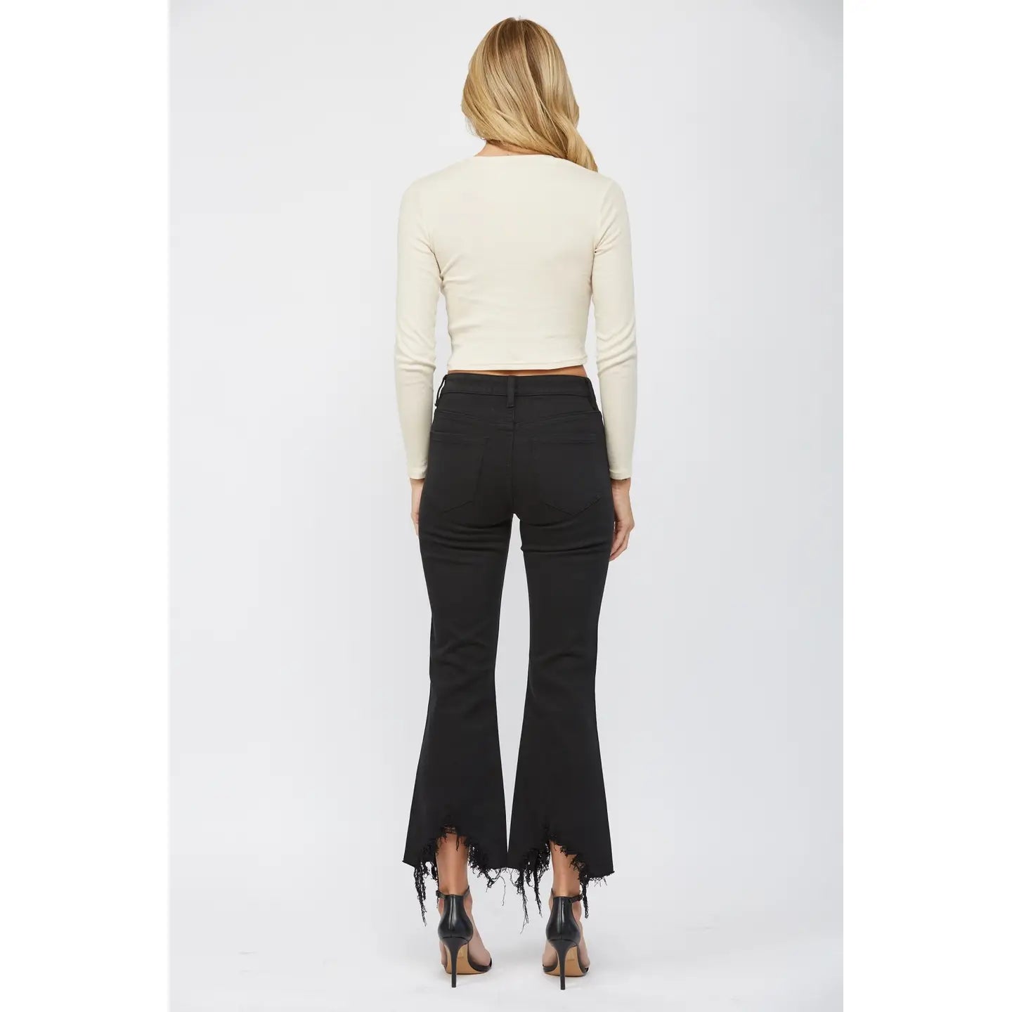 High Rise Crop Flare with Uneven Hem Mica 🖤