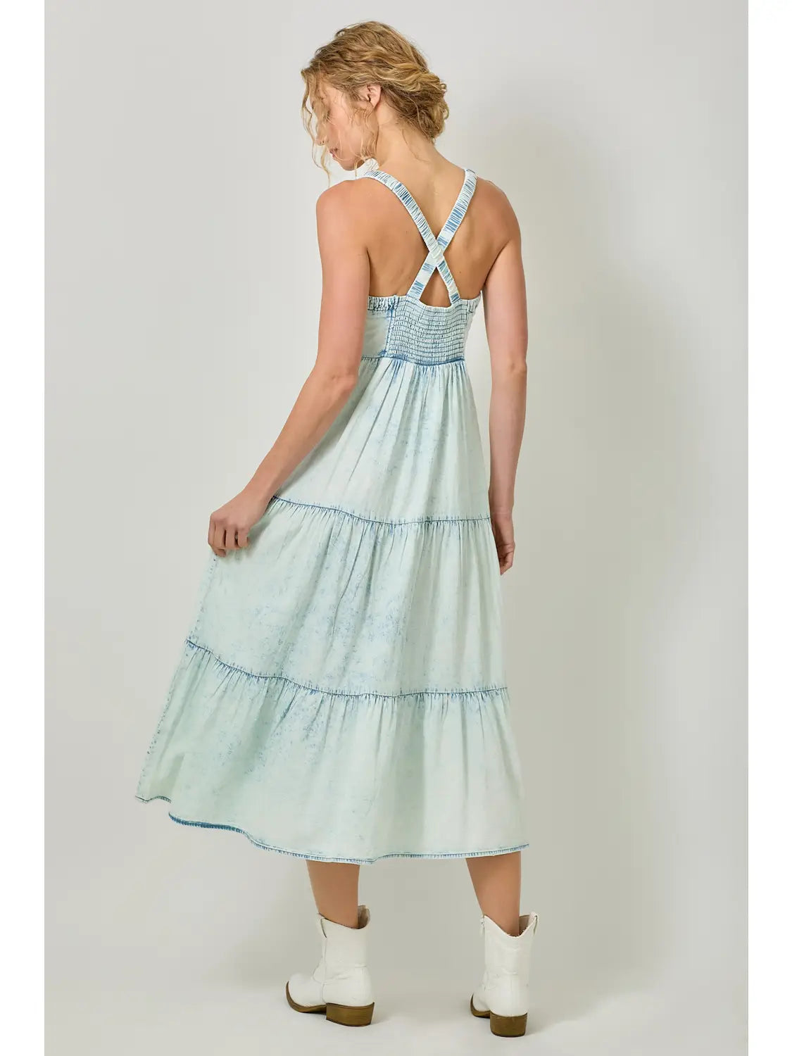 Washed Tencel Tiered Dress
