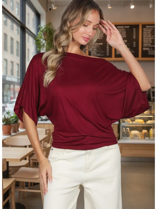 Off-The-Shoulder Batwing Sleeves Knit Top ❤️