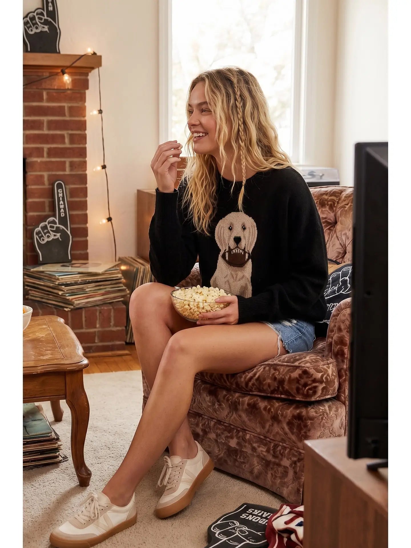 Oversized Gameday Football Puppy Sweater