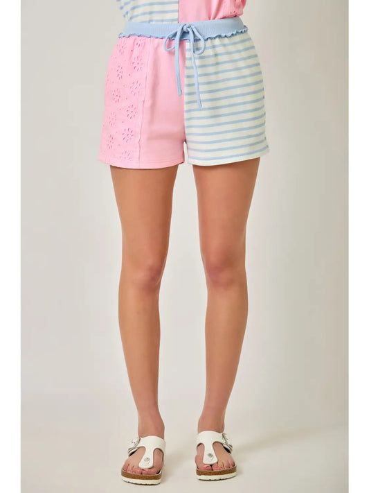 French Terry Color Block Shorts