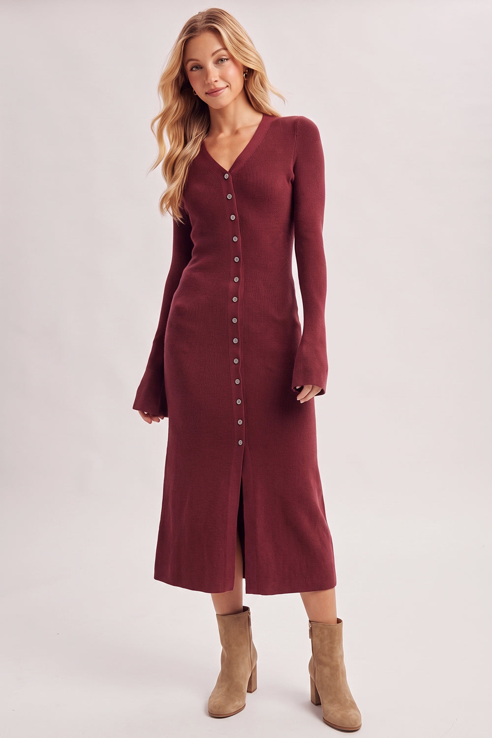 Signature Cardigan Dress ✨(Wine)