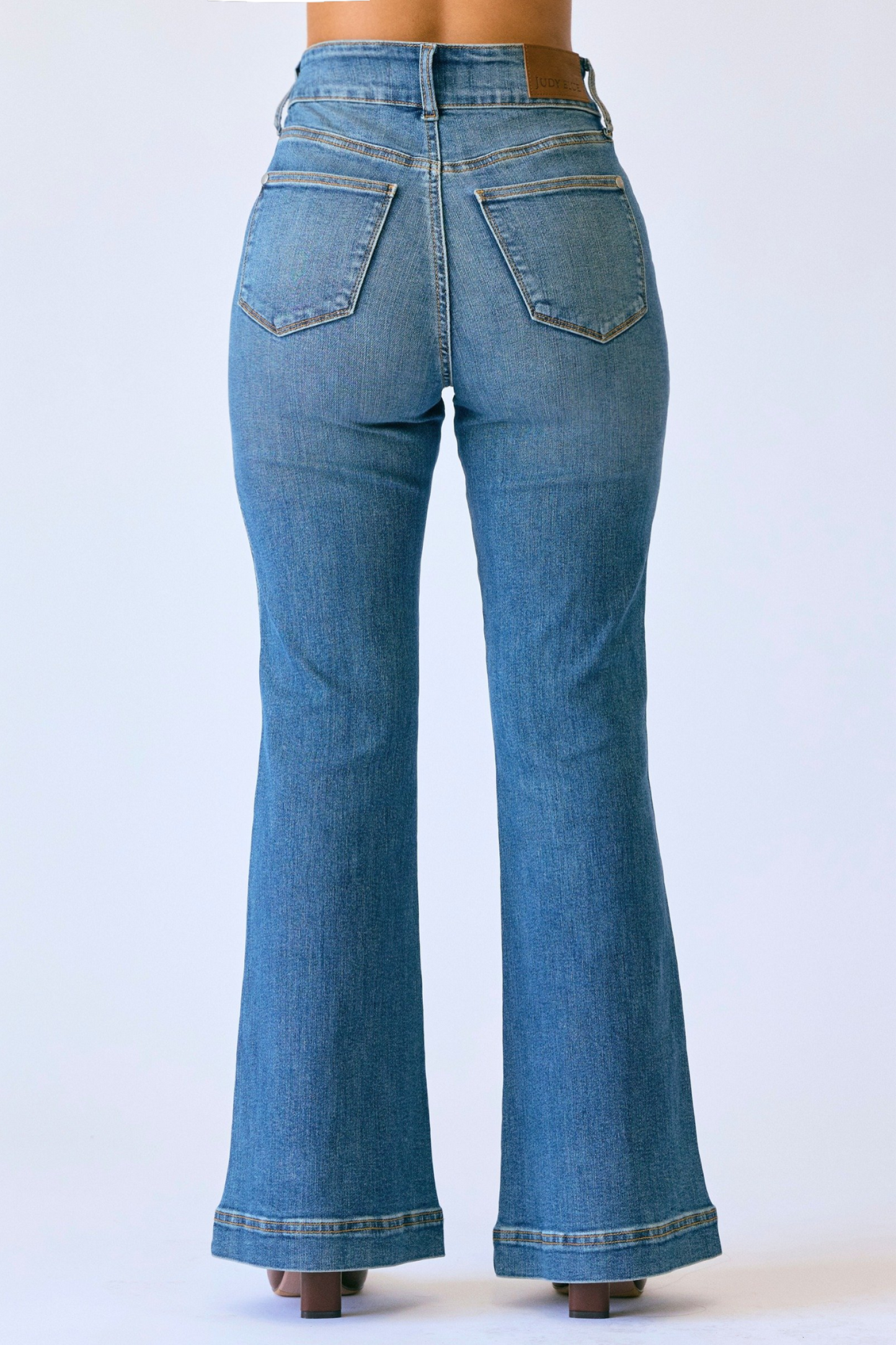 Petite Flare Tummy Control Double Button Judy Blue