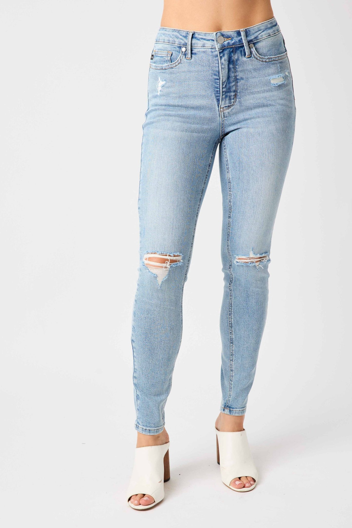 Mid Rise Tummy Control Destroy Skinny Judy Blue