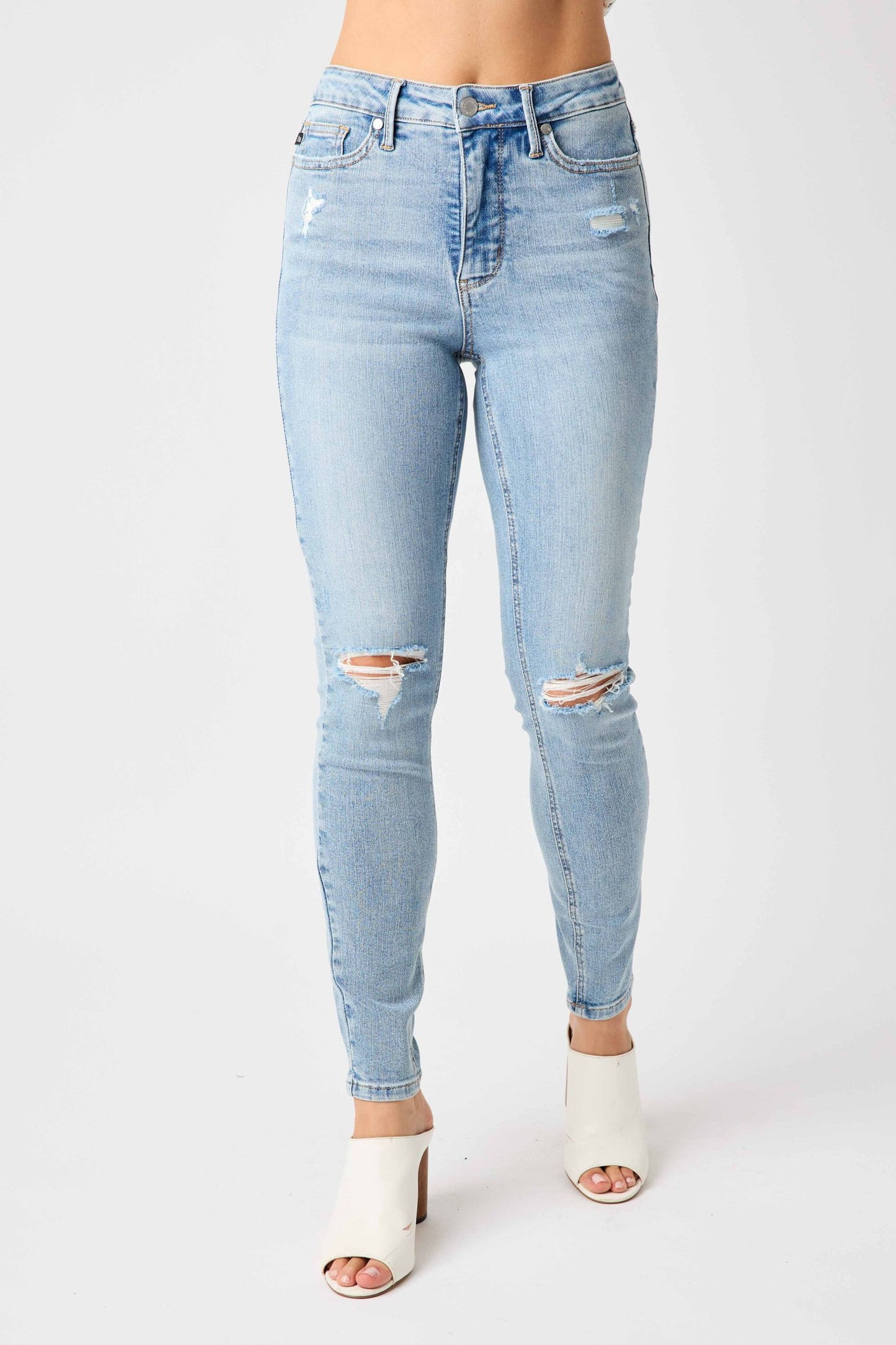 Mid Rise Tummy Control Destroy Skinny Judy Blue
