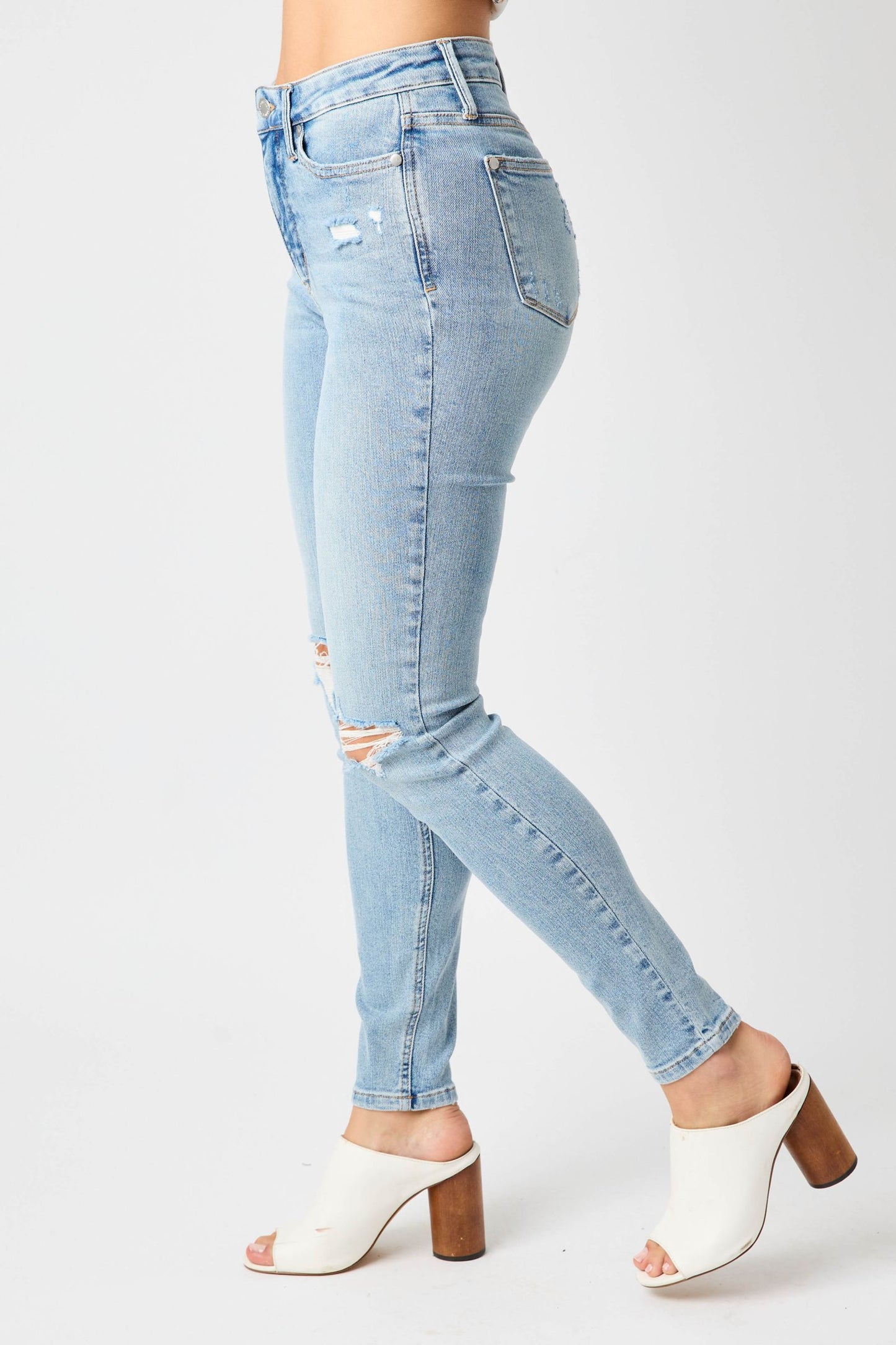 Mid Rise Tummy Control Destroy Skinny Judy Blue