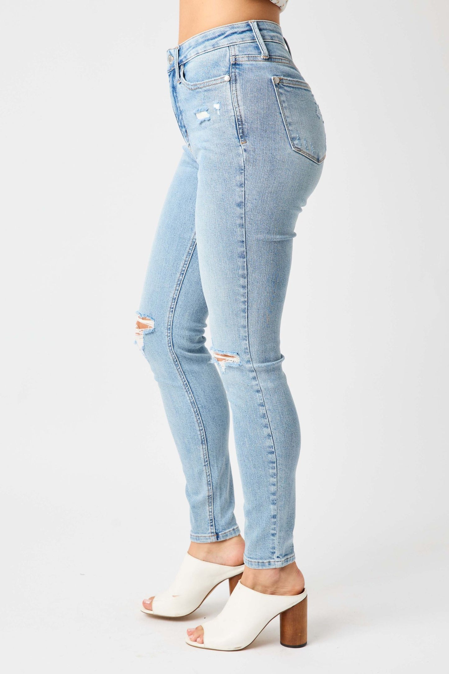 Mid Rise Tummy Control Destroy Skinny Judy Blue