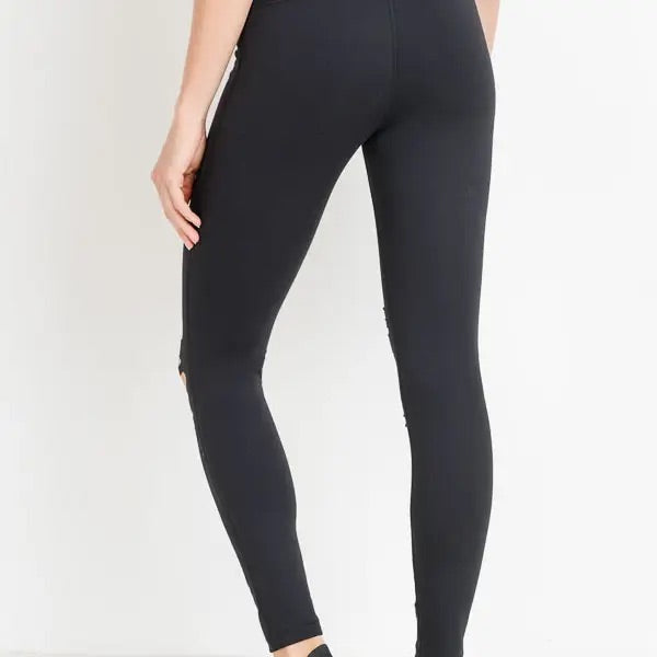 Shredded Knee Laser-Cut Highwaist Leggings